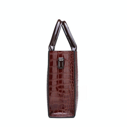 Versatile Crocodile Pattern Shoulder Bag for Women - 3-in-1 Design - Brown