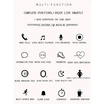 Smart Bracelet With Touch Screen Heart Monitoring Voice Control And Cycle Reminder - Black