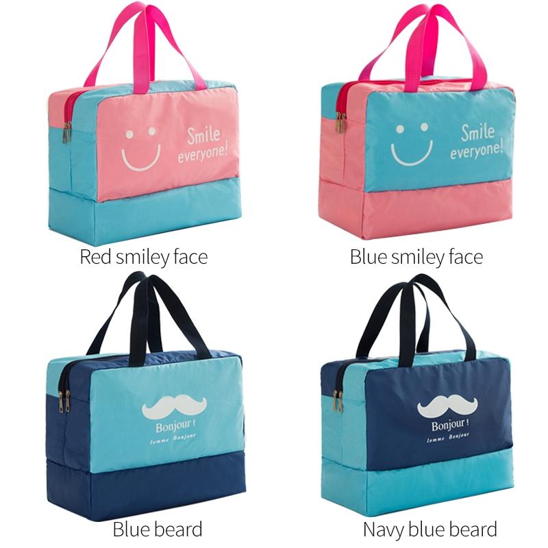 Travel Bag - Waterproof Oxford Cloth - Blue Smiley Face