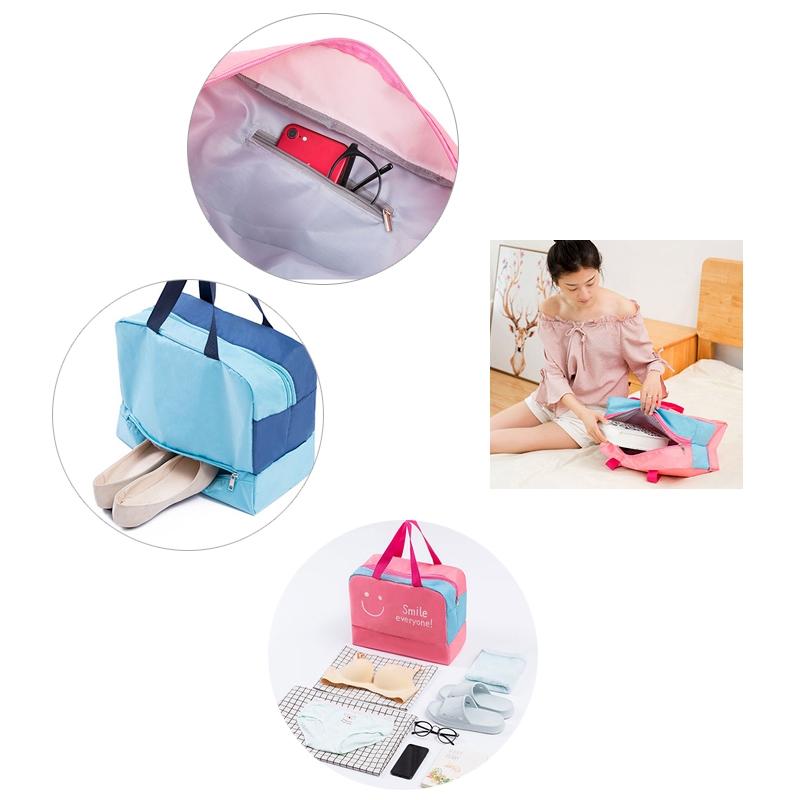 Travel Bag - Waterproof Oxford Cloth - Blue Smiley Face