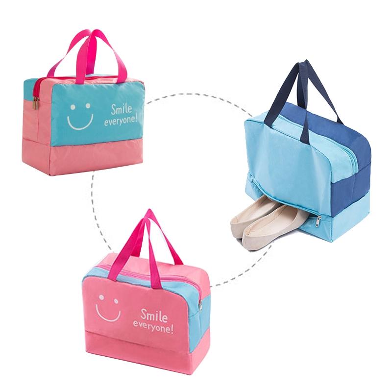 Travel Bag - Waterproof Oxford Cloth - Blue Smiley Face
