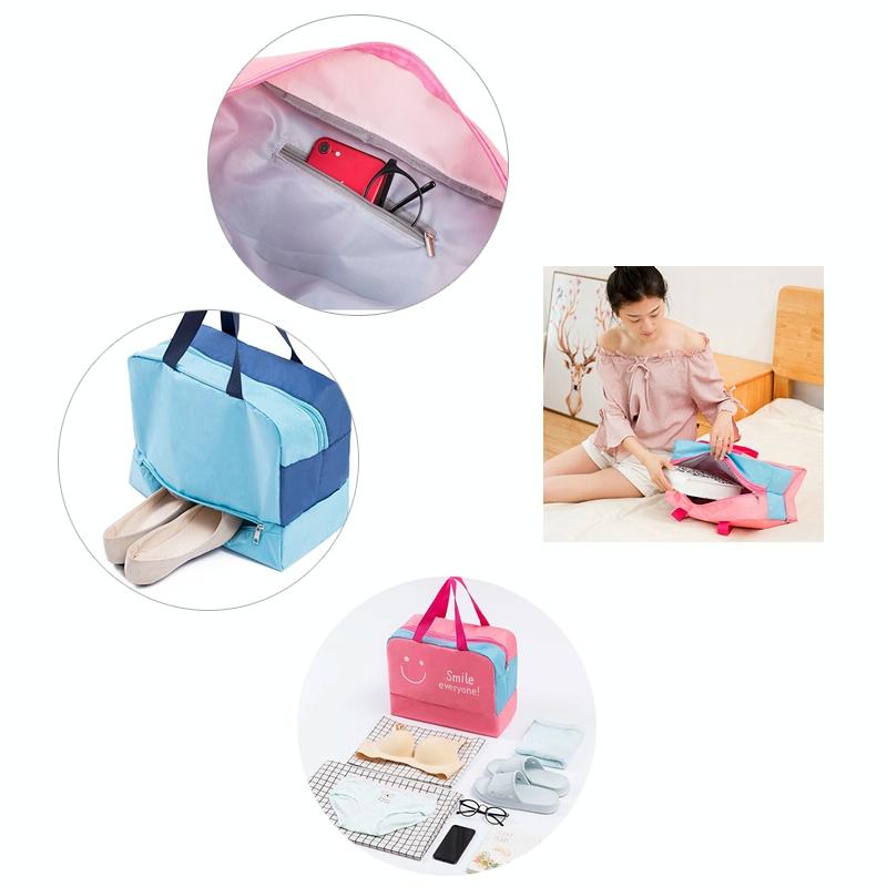 Travel Bag - Waterproof Oxford Cloth - Blue Smiley Face