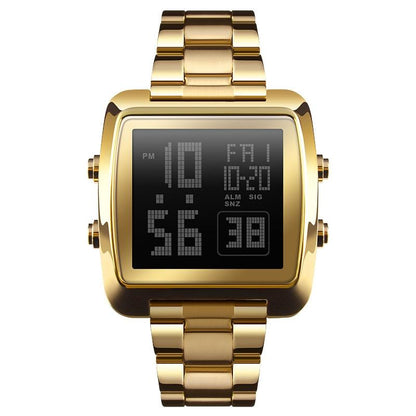 Vintage Gold Steel Square Watch - Waterproof & Luminous - Gold