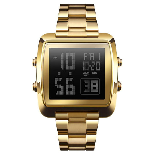 Vintage Gold Steel Square Watch - Waterproof & Luminous - Gold