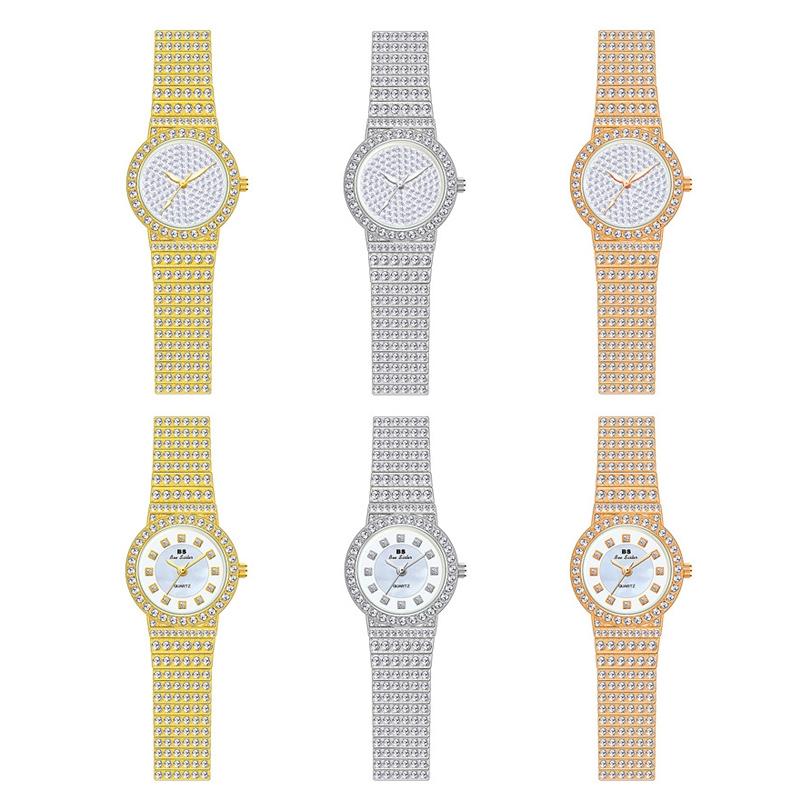 Starry Diamond Chain Women Wrist Watch - Silver Diamonds Surface