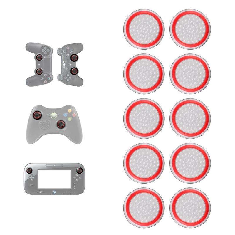 10-piece Luminous Gamepad Button Caps for Ps5 / Ps4 / Ps3 / Xbox one / 360 / Pro / Series x / s - Transparent Black Circle