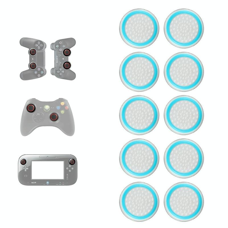 10-piece Luminous Gamepad Button Caps for Ps5 / Ps4 / Ps3 / Xbox one / 360 / Pro / Series x / s - Transparent Black Circle