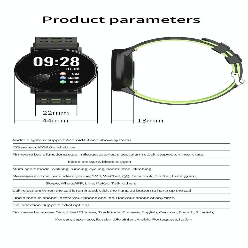Smart Watch With Call Reminder And Health Monitoring - Green