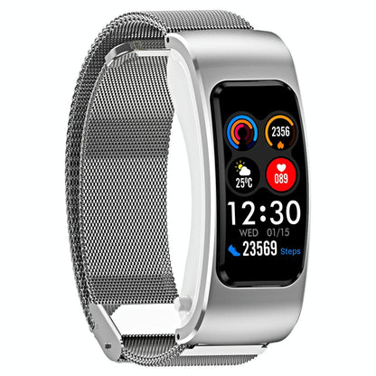 1.08 Inch Steel Band Earphone Detachable Life Waterproof Smart Watch Support Bluetooth Call - Silver