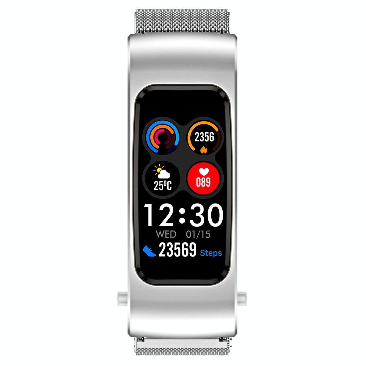 1.08 Inch Steel Band Earphone Detachable Life Waterproof Smart Watch Support Bluetooth Call - Silver