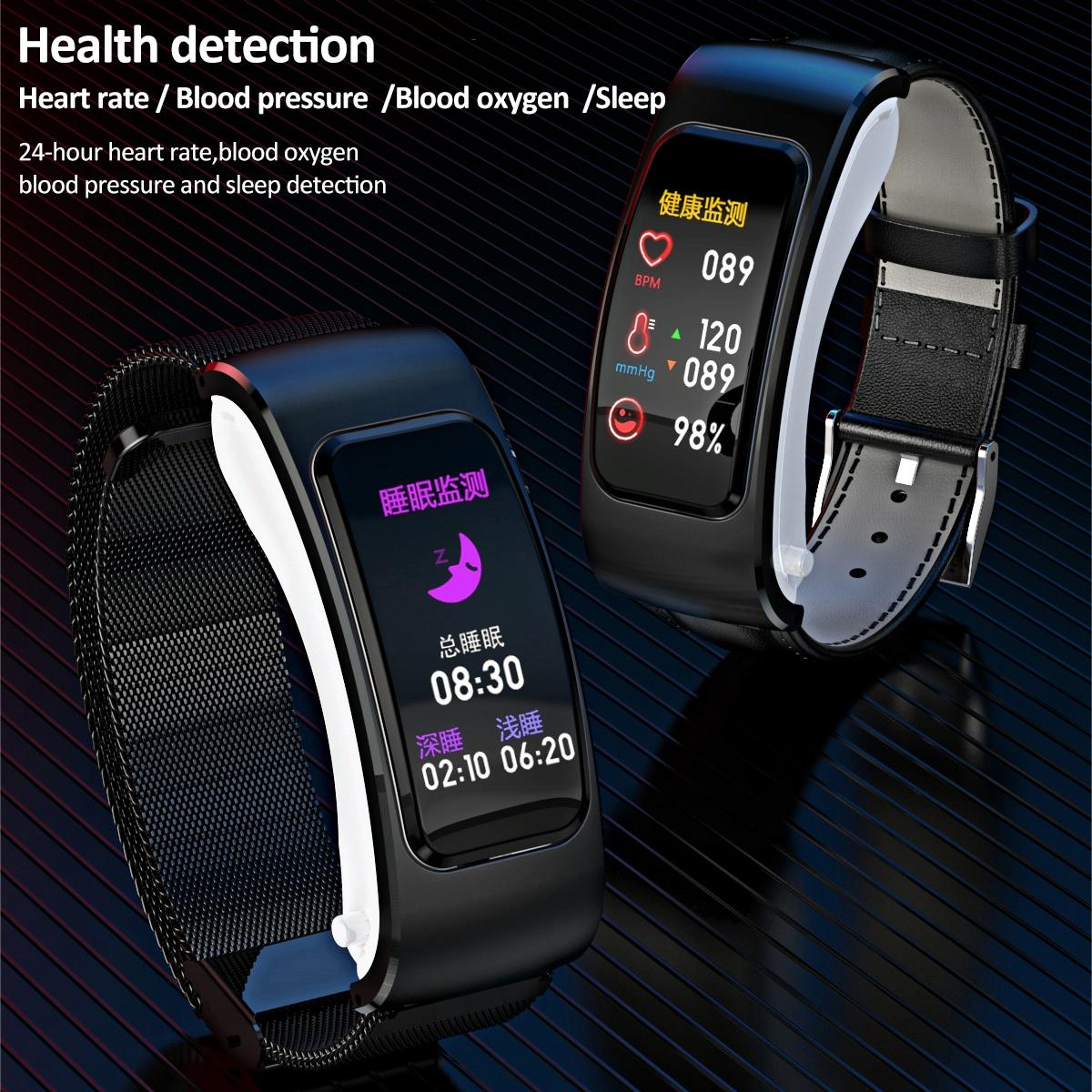 1.08 Inch Steel Band Earphone Detachable Life Waterproof Smart Watch Support Bluetooth Call - Silver
