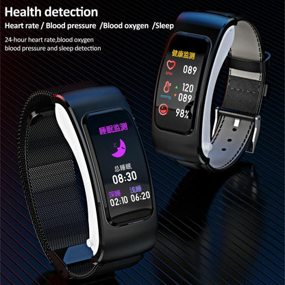 1.08 Inch Steel Band Earphone Detachable Life Waterproof Smart Watch Support Bluetooth Call - Silver
