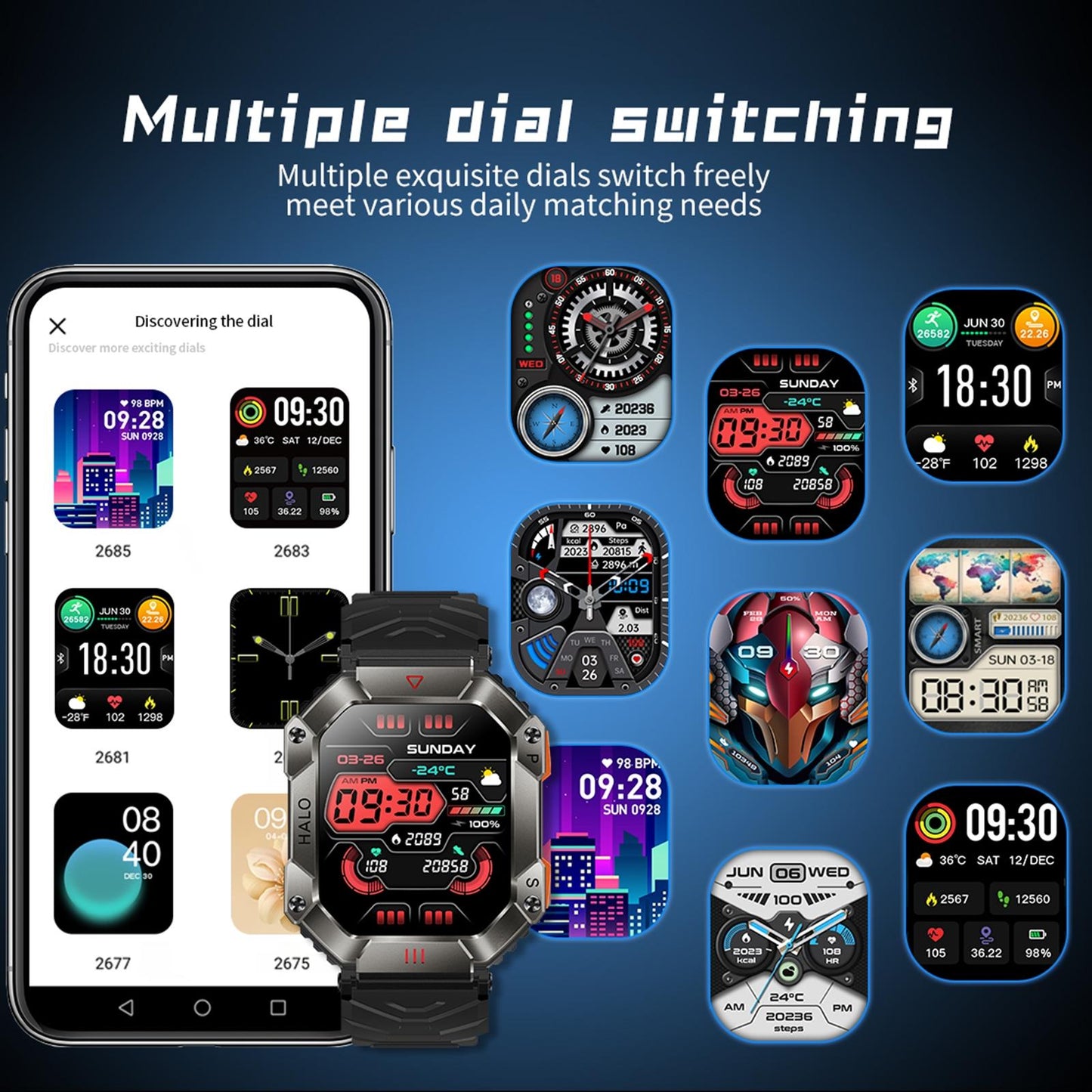 2.0 Inch Bt5.1 Ip67 Sport Smart Watch Support Bluetooth Call / Sleep / Blood Oxygen / Heart Rate / Blood Pressure Health Monitor - Black + Orange