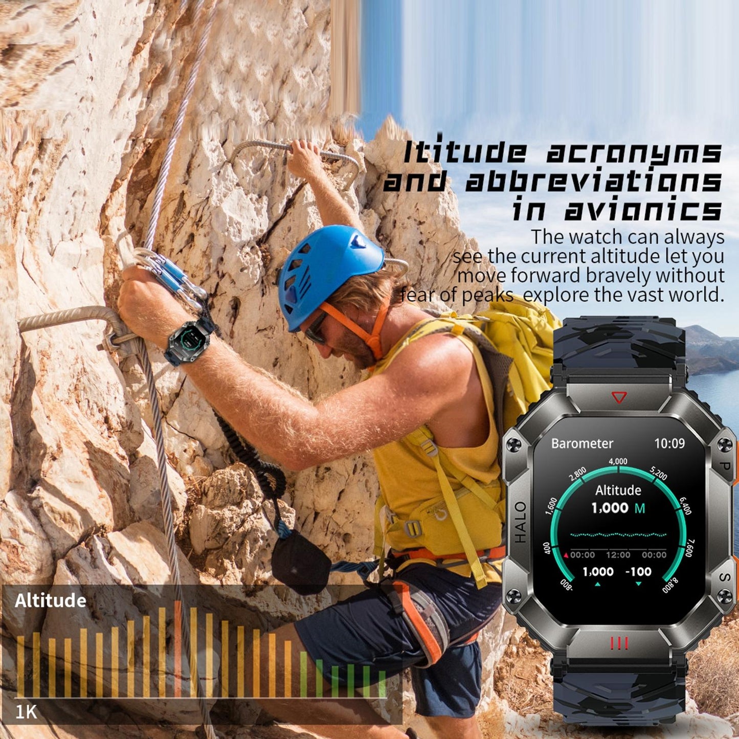 2.0 Inch Bt5.1 Ip67 Sport Smart Watch Support Bluetooth Call / Sleep / Blood Oxygen / Heart Rate / Blood Pressure Health Monitor - Black + Orange