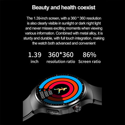1.39 Inch Ip67 Waterproof Sports Health Monitoring Smart Bluetooth Calling Watch - Black Leather