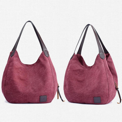 Retro Art Lady Shoulder Bag - Simple & Chic Beige - Purple Coffee