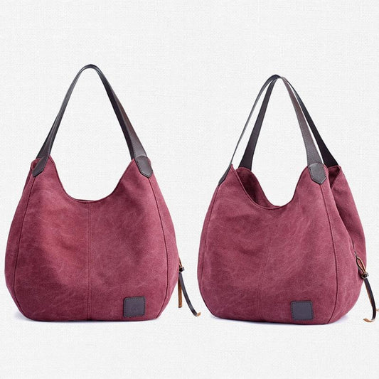 Retro Art Lady Shoulder Bag - Simple & Chic Beige - Purple Coffee
