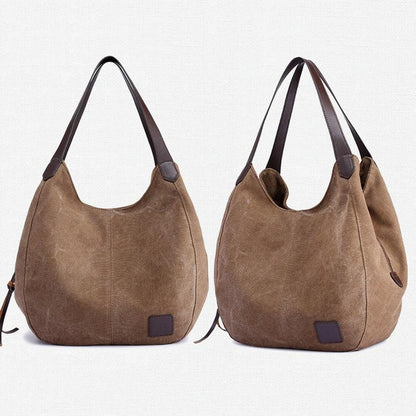 Retro Art Lady Shoulder Bag - Simple & Chic Beige - Purple Coffee