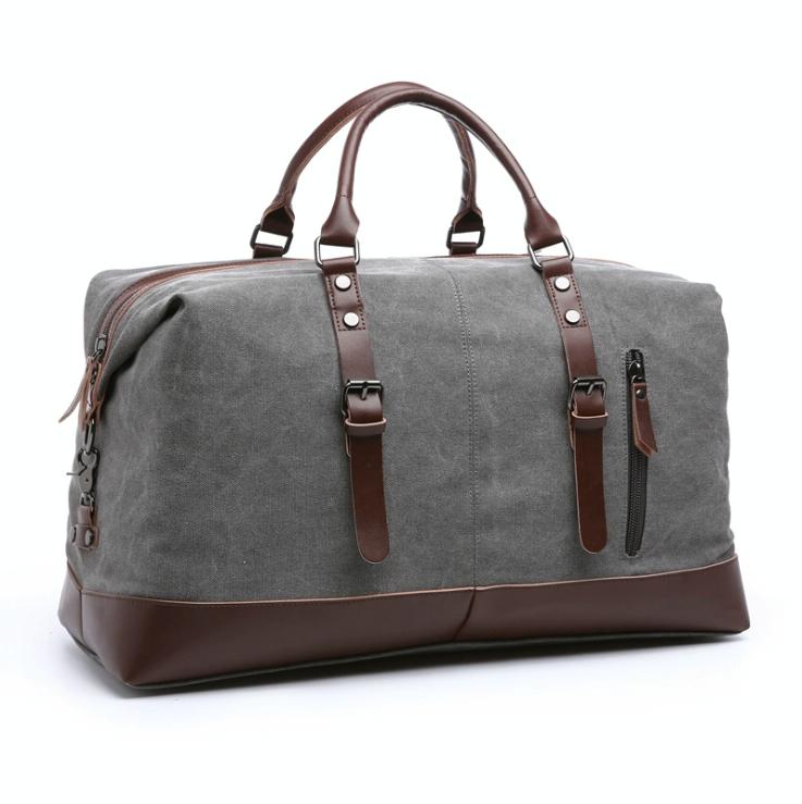 Men Leather Duffel Bag for Carry-on Travel - Black