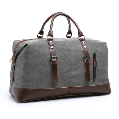 Men Leather Duffel Bag for Carry-on Travel - Black