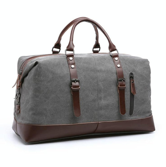 Men Leather Duffel Bag for Carry-on Travel - Black