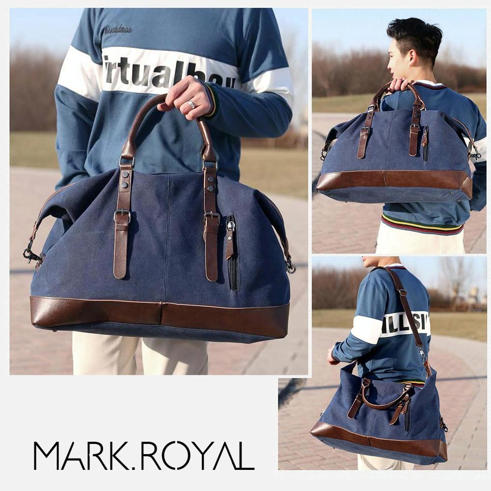 Men Leather Duffel Bag for Carry-on Travel - Black