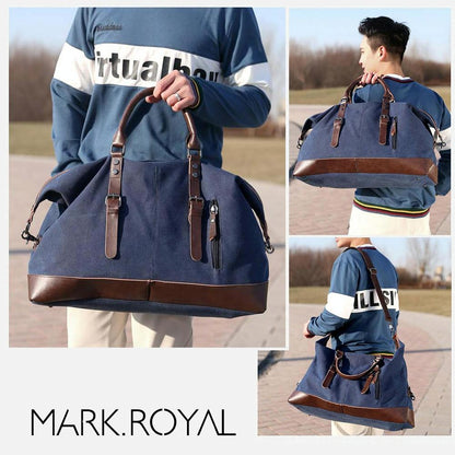 Men Leather Duffel Bag for Carry-on Travel - Black