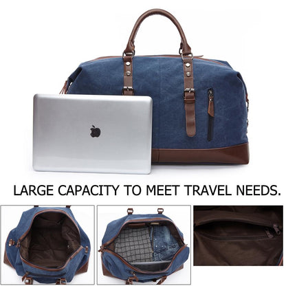Men Leather Duffel Bag for Carry-on Travel - Black