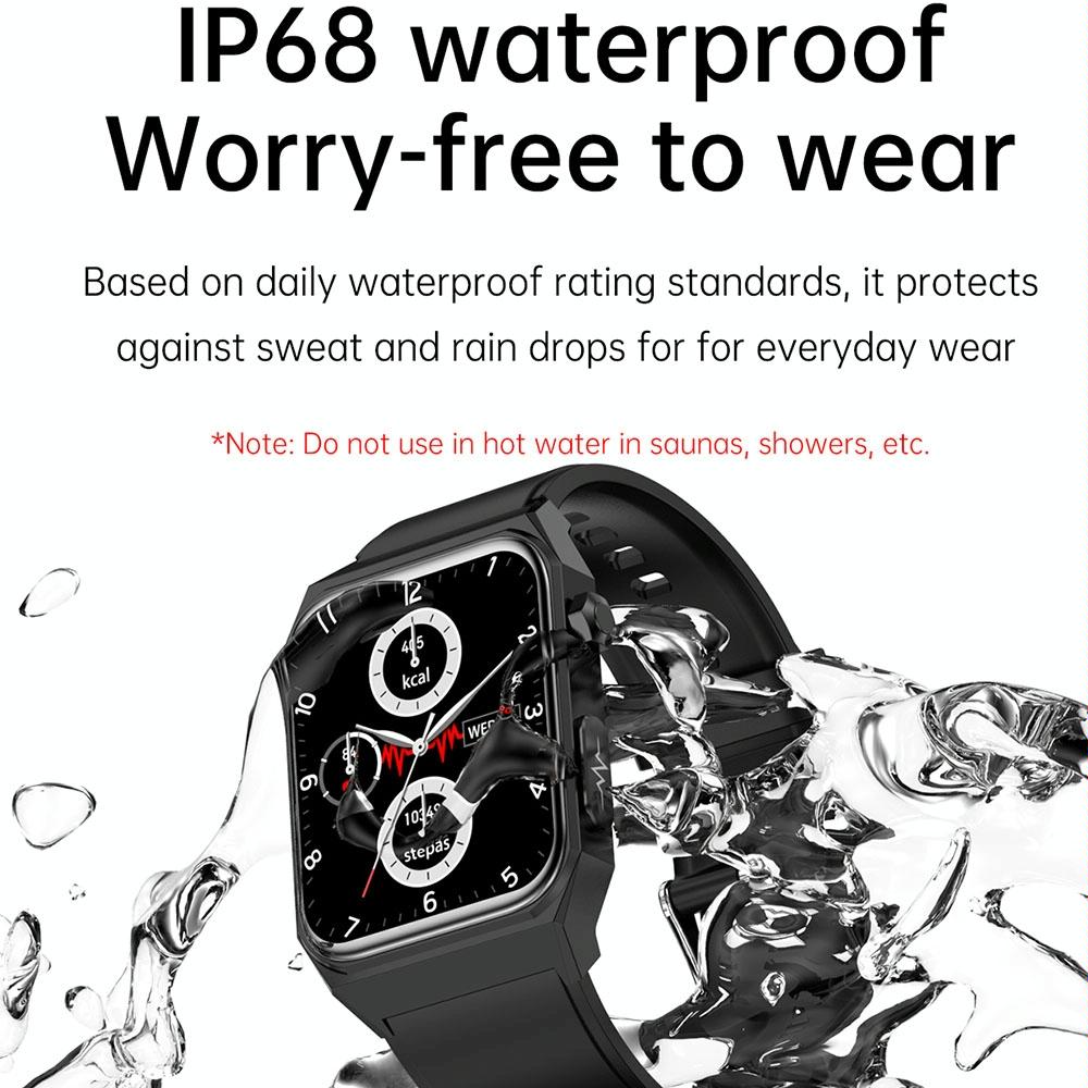 1.91 Inch Waterproof Ecg Smart Watch With Silicone Band Ip68 - Blue