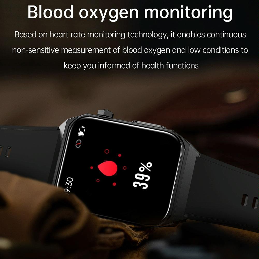 1.91 Inch Waterproof Ecg Smart Watch With Silicone Band Ip68 - Blue