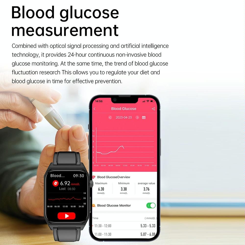 1.91 Inch Waterproof Ecg Smart Watch With Silicone Band Ip68 - Blue
