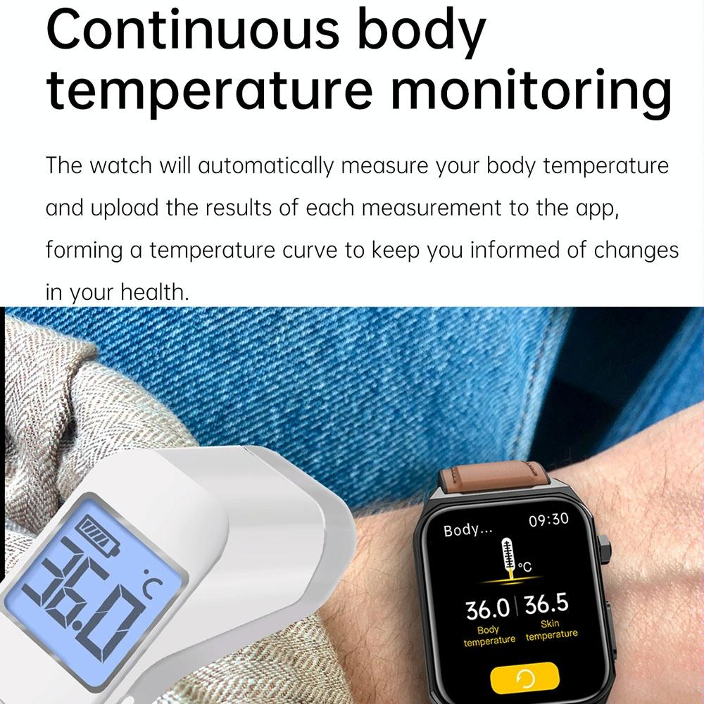1.91 Inch Waterproof Ecg Smart Watch With Silicone Band Ip68 - Blue