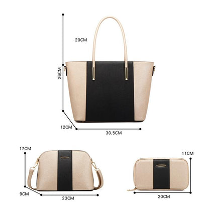 Stylish 4-in-1 Diagonal Handbag with Large Capacity - Blue Black
