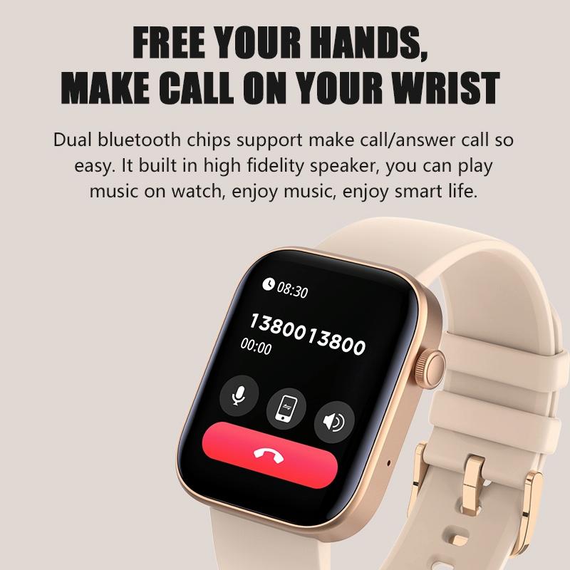 1.8 Inch Tft Screen Bluetooth Smart Watch Support Heart Rate Monitoring & 100+ Sports Modes - Gold
