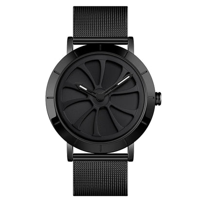Stylish Skeleton Dial Waterproof Men Watch with Mesh Strap - Black