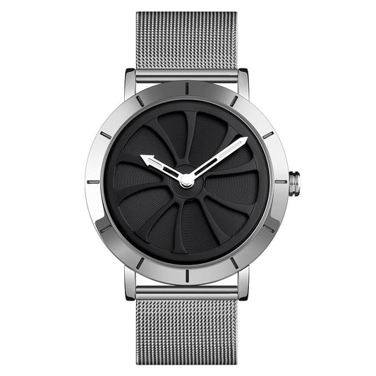 Stylish Skeleton Dial Waterproof Men Watch with Mesh Strap - Black