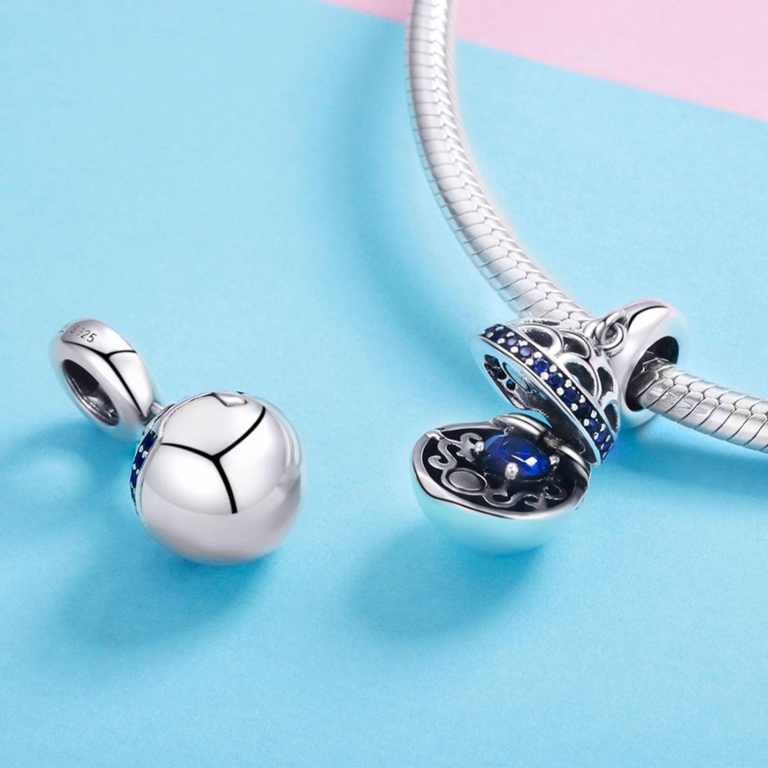 925 Sterling Silver Surprise Love Pendant For Diy Bracelets & Necklaces - Blue