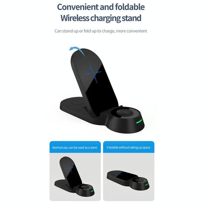 3 In 1 Foldable Wireless Charger For Smart Devices - White