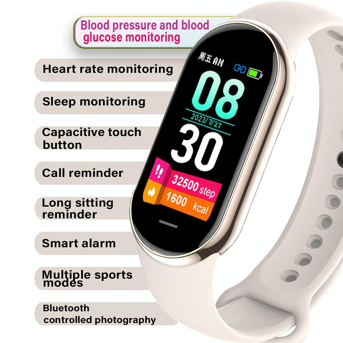 Waterproof Smart Watch With Heart Bp Oxygen And Sugar Monitoring - Ip68 - Orange