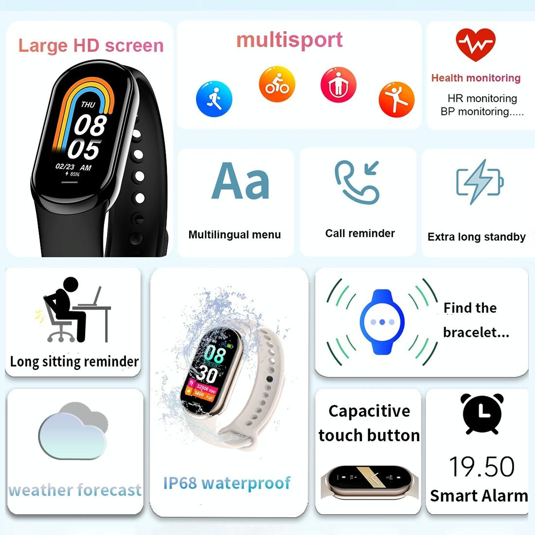 Waterproof Smart Watch With Heart Bp Oxygen And Sugar Monitoring - Ip68 - Orange
