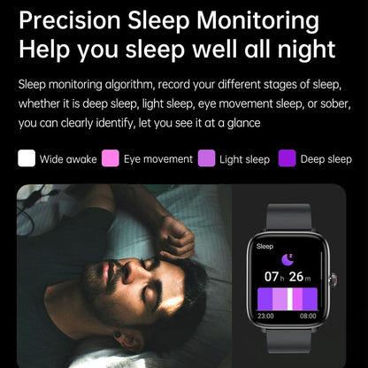 1.96 Inch Ip67 Waterproof Silicone Band Smart Watch Supports Dual-Mode Bluetooth Call / Heart Rate Monitoring - Blue