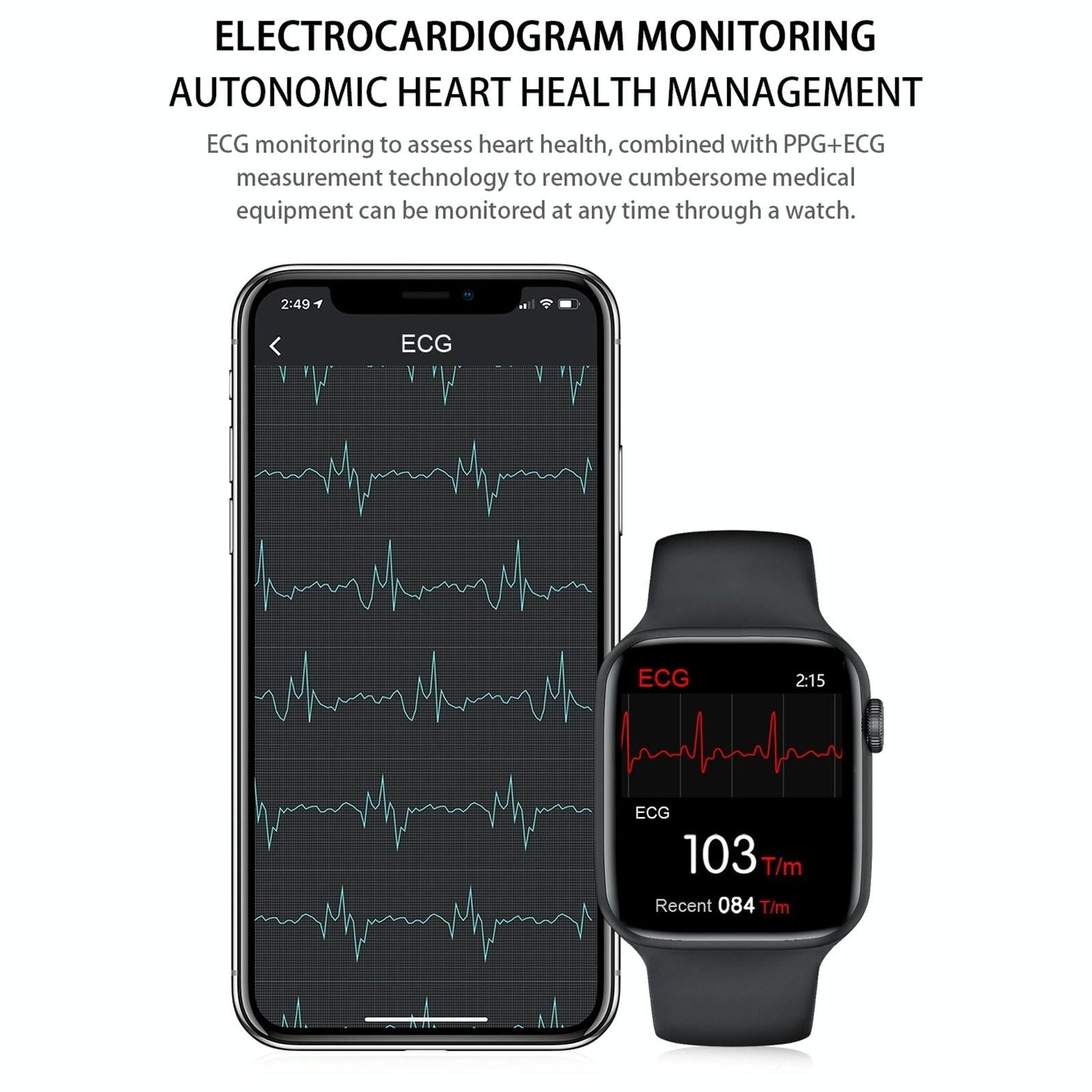 1.75 Inch Full Screen Ip67 Waterproof Smart Watch Support Sleep Monitor / Heart Rate Monitor / Bluetooth Call - Black