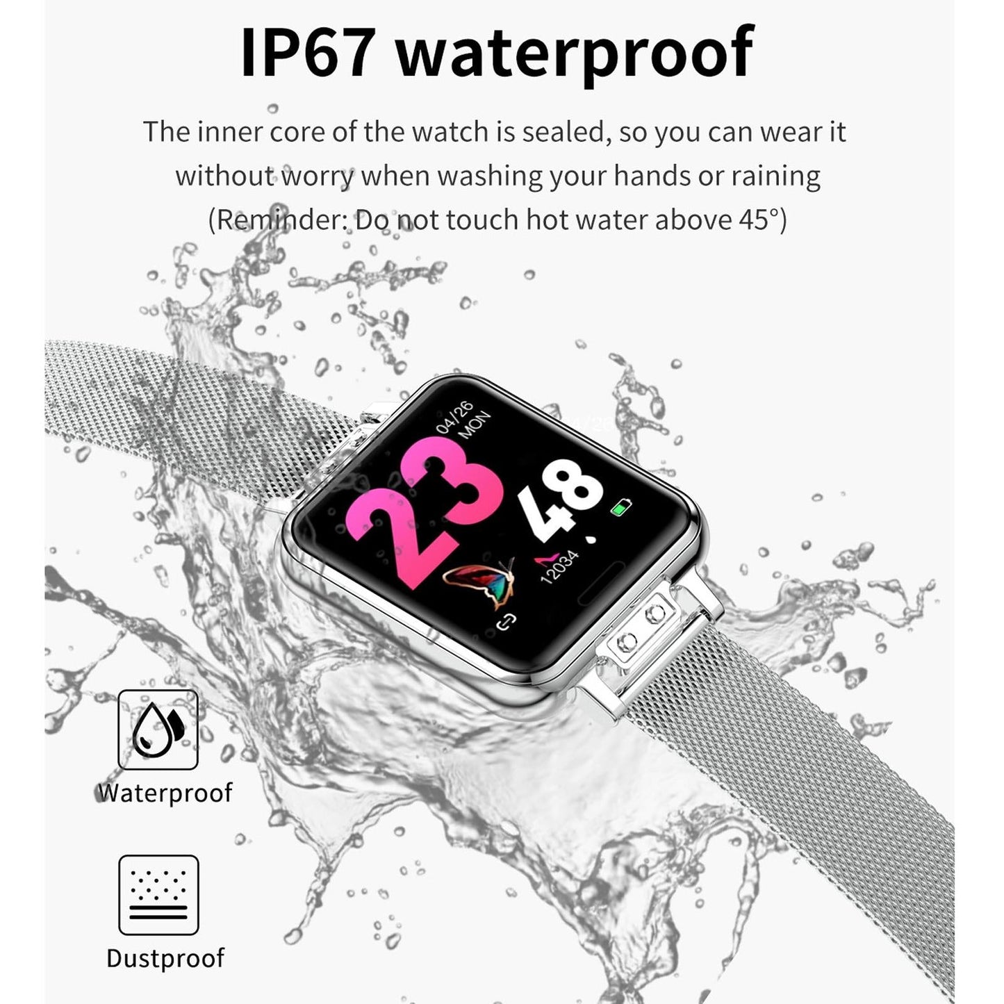 1.22 Inch Waterproof Smart Watch With Sleep & Heart Rate Monitor - Blue