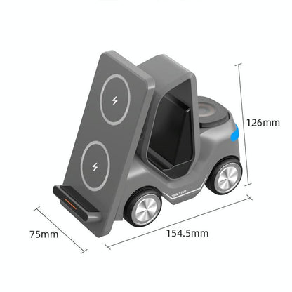 15W 3 In 1 Forklift Wireless Charger With Led Light - White