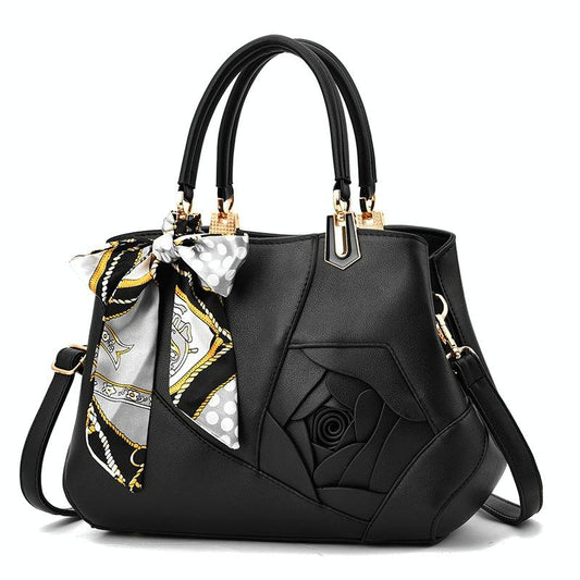 Carved Ladies Handbag - 3d Design - Black