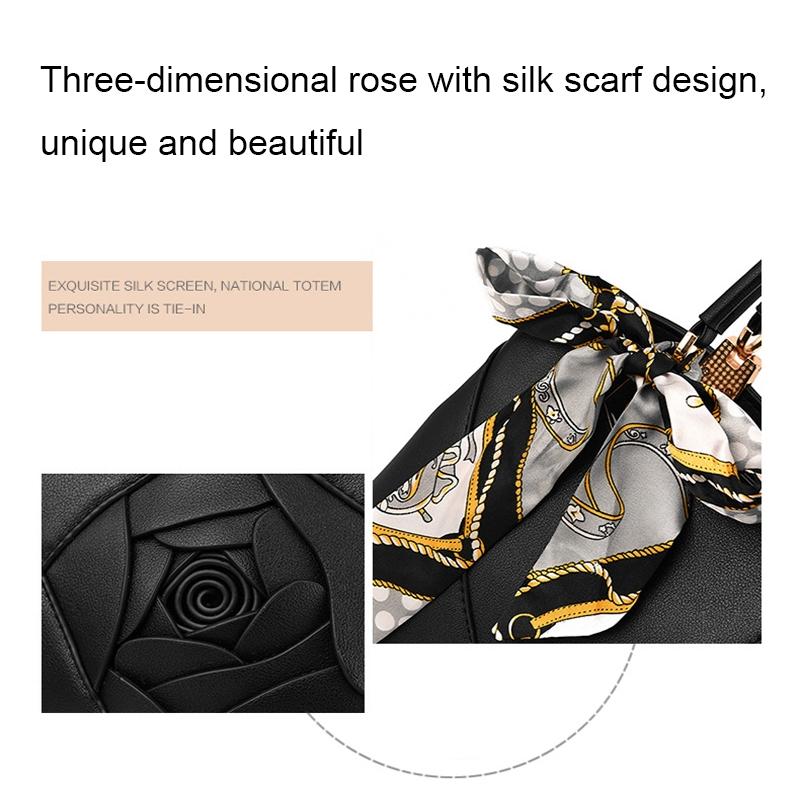 Carved Ladies Handbag - 3d Design - Black