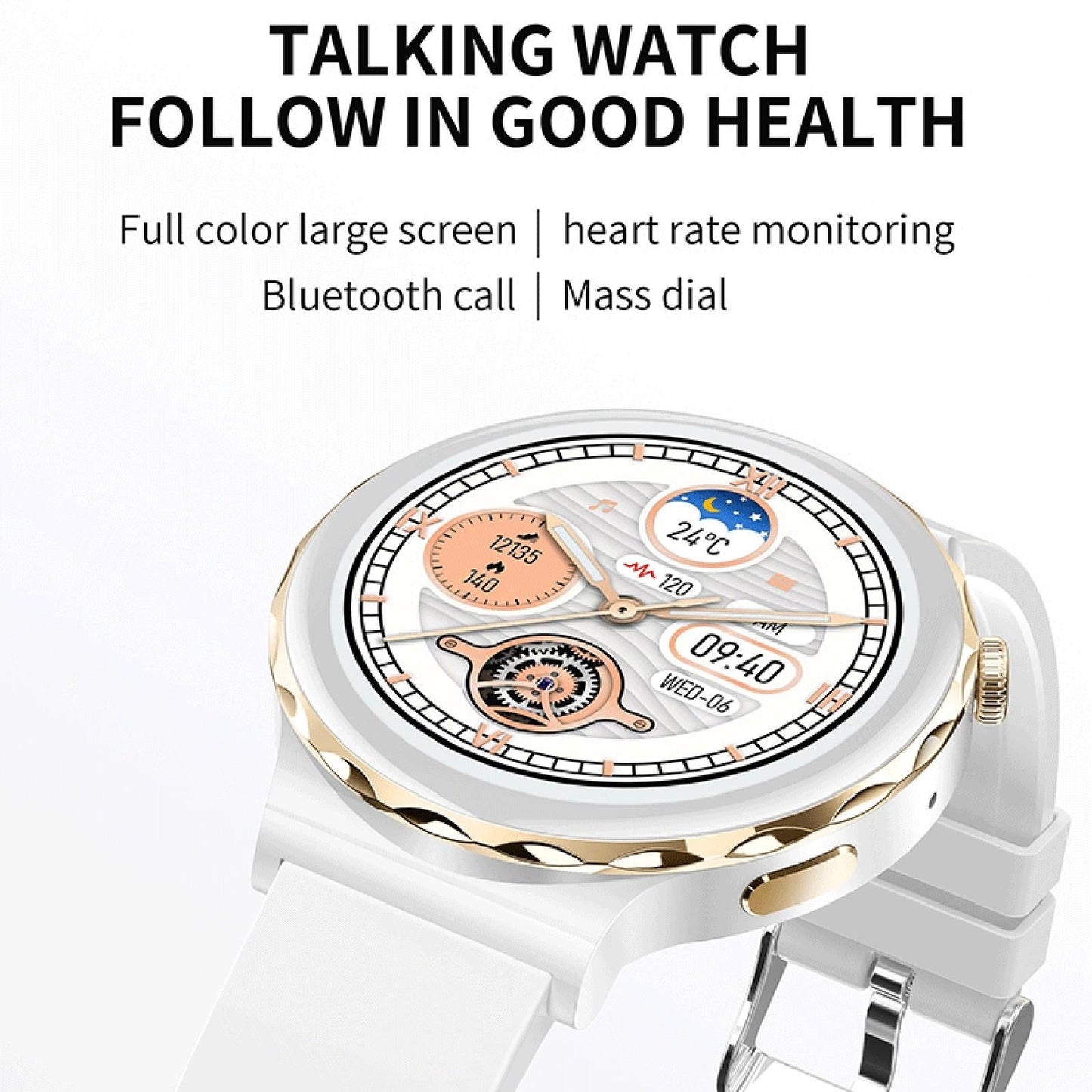 1.28 Inch Dual Mode Sport Smart Watch Support Bluetooth Call / Sleep / Blood Oxygen / Heart Rate / Blood Pressure Health Monitor - Gold