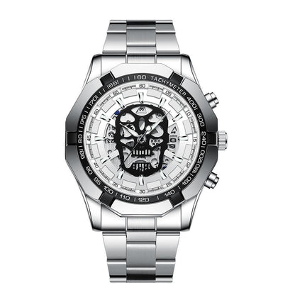 Waterproof Luminous Skeleton Watch - 30m - Black Steel Black Gold Nail