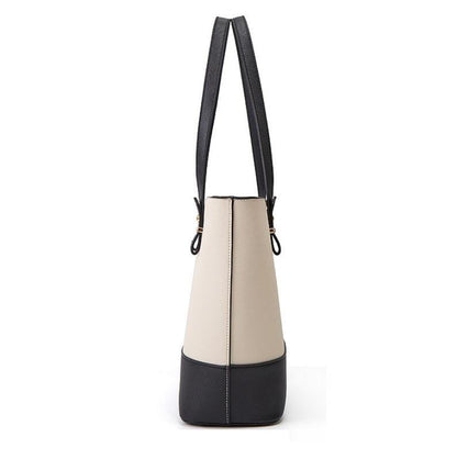 Large Capacity Fashion Handbag with Diagonal Design and Letter Detail - Brown Black
