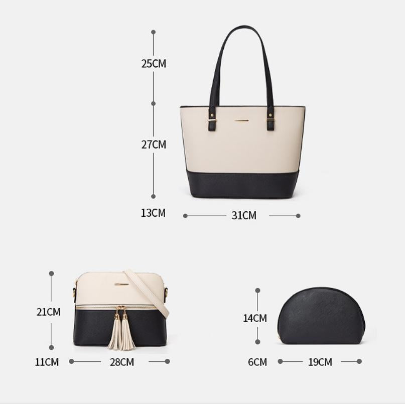 Large Capacity Fashion Handbag with Diagonal Design and Letter Detail - Brown Black